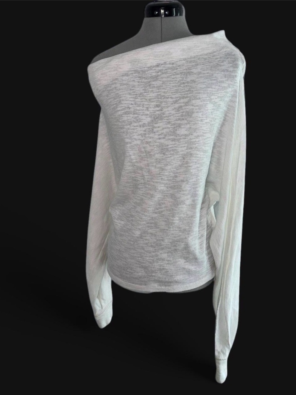 Free People Lightweight Off-Shoulder White Long Sleeve Top